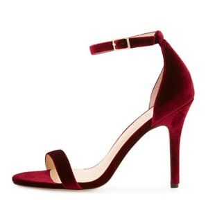 Neiman Marcus Beckah Velvet Ankle-Wrap Sandal